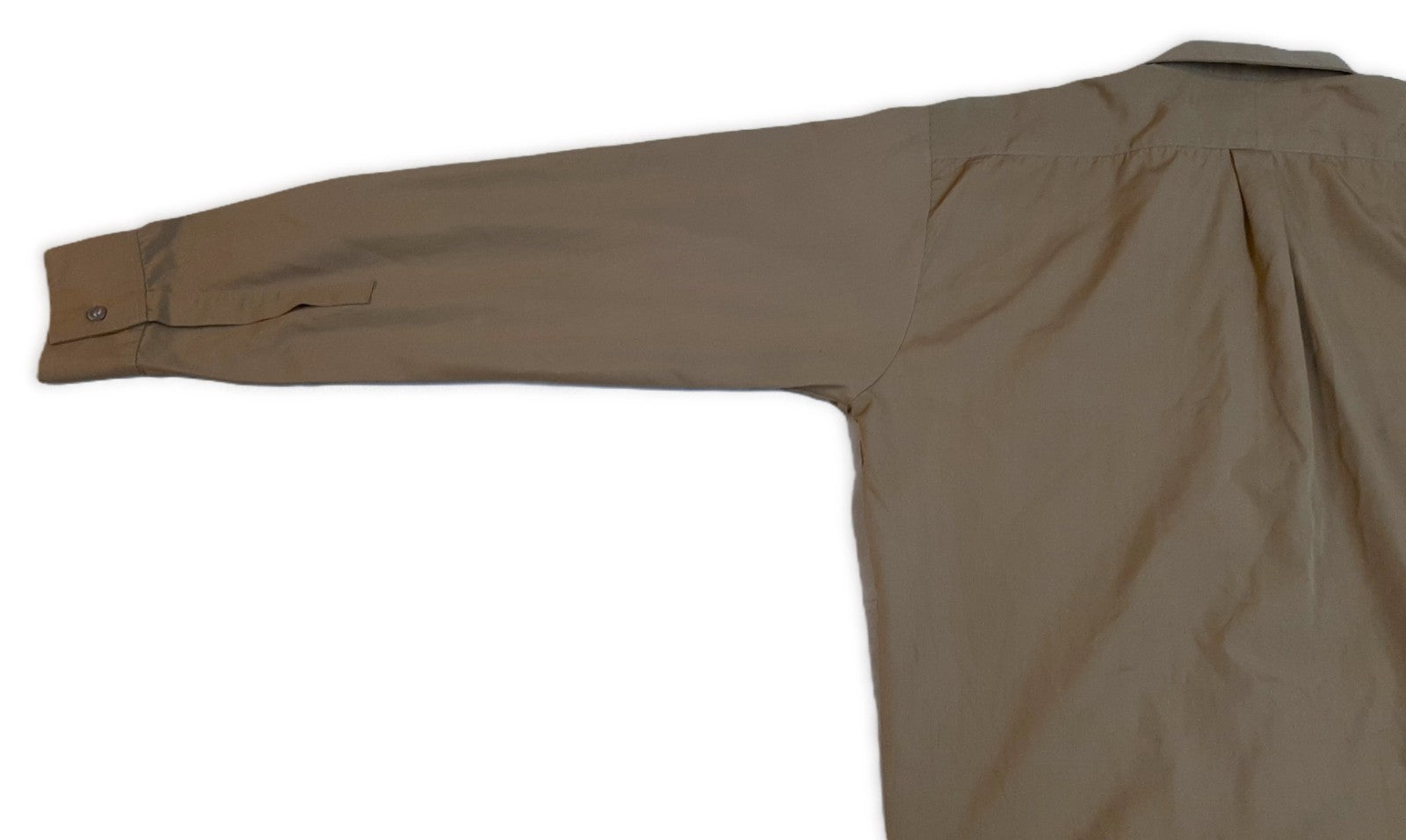 Vintage Combat Shirt Brown / Khaki Dress Long Sleeves Collar Size 16"