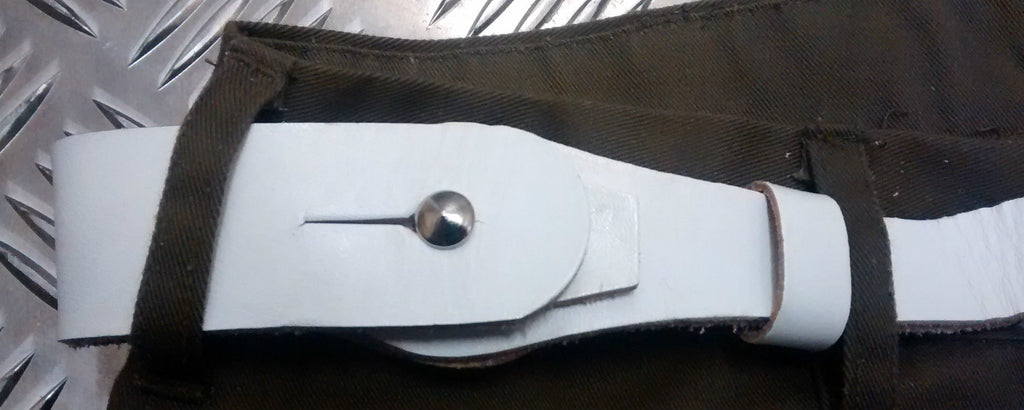 Genuine Vintage Unique Army White Leather XOX Belt -Low Slung Hipster - NEW