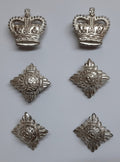 Epaulette Badges Vintage Shoulder Pips and Crowns (LT) Army Silver Coloured