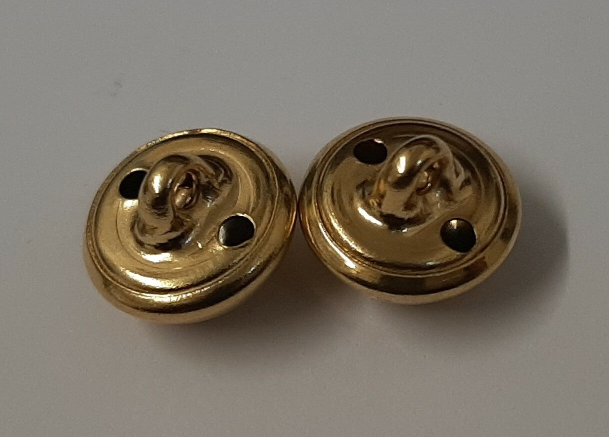 British Half Dome Gold Coloured Issue 22L Ring Back Buttons X2 ASBT309