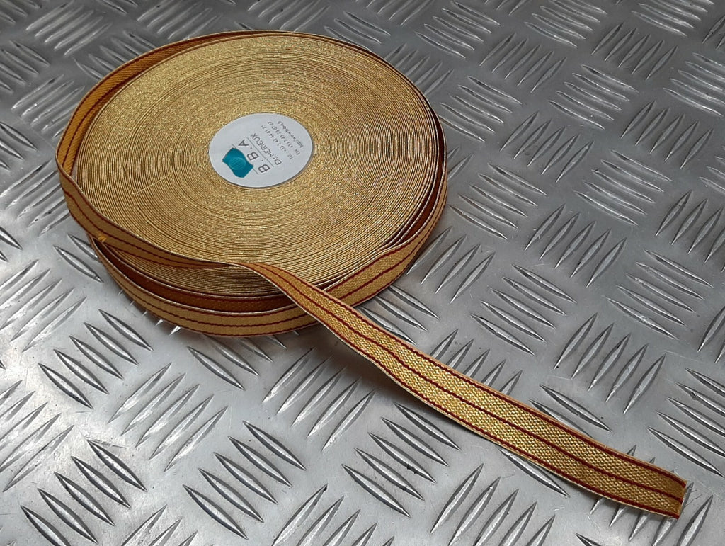 French Made Issue 19mm Gold Mylar Red Striped Rank Lace Braided Tape