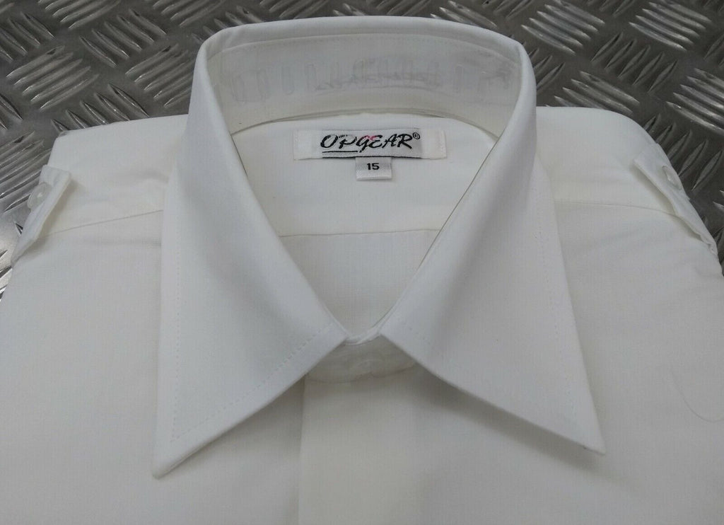 OPG White Uniform Shirt Short Sleeve With Epaulettes Collar 17.5"