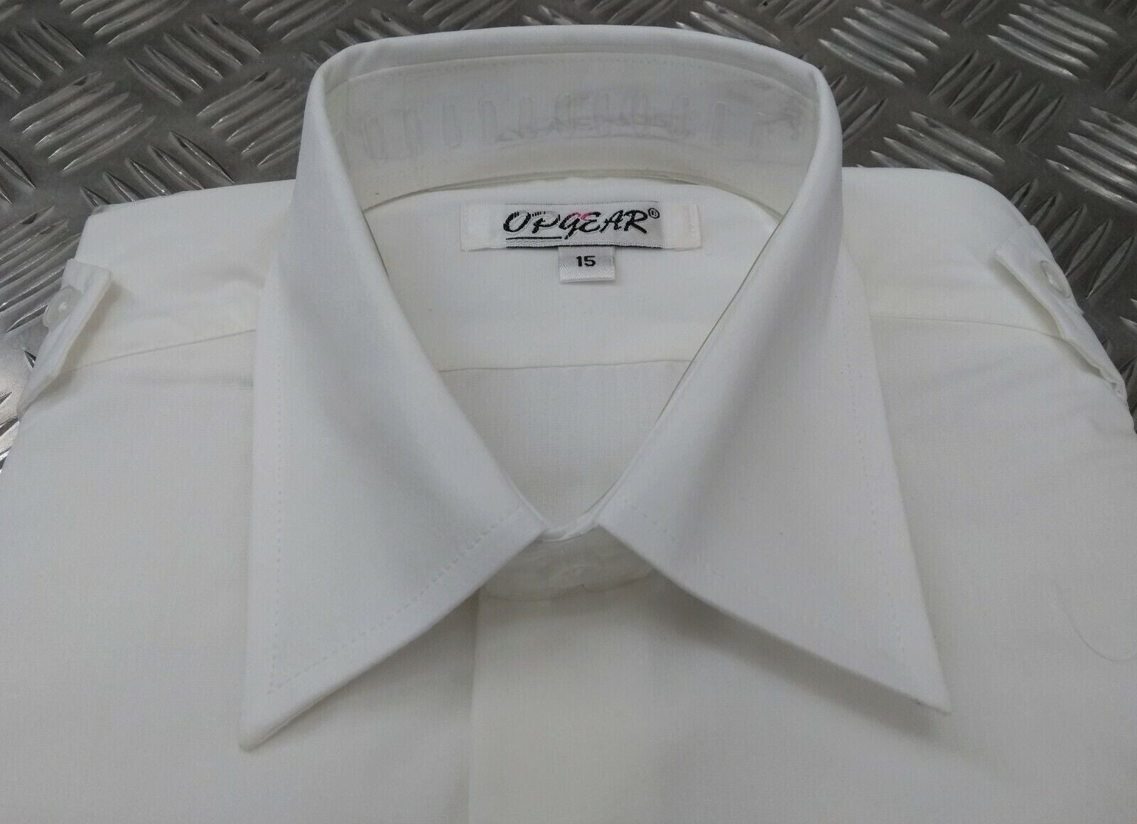 OPG White Uniform Shirt Short Sleeve With Epaulettes Collar 17.5"