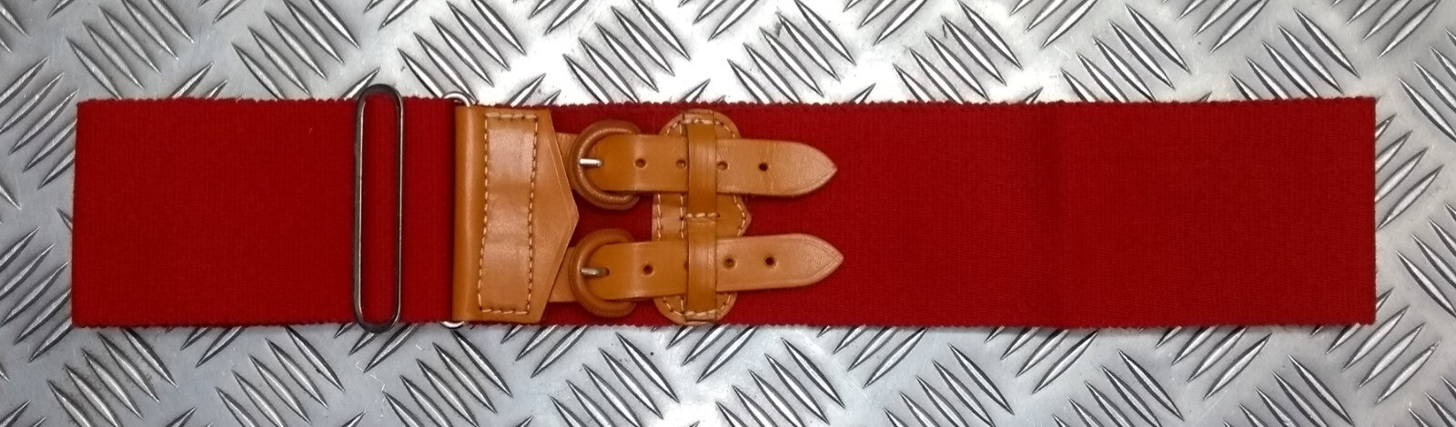 Red Belt Stable Double Tan Leather Strap Buckles For Ceremonial & Parade Duties