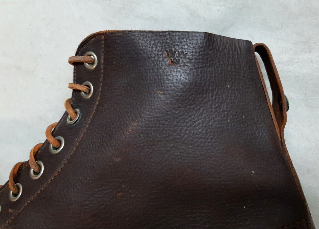 Vintage Army Boots Brown Leather WW2 Pattern 1947 Heel Plates Stitched Sole EU49