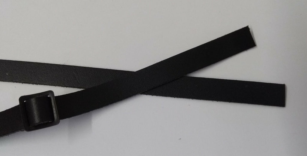 Pillbox Hat Strap Matt Black 10mm Adjustable Pill Box Type Leather Chin Strap