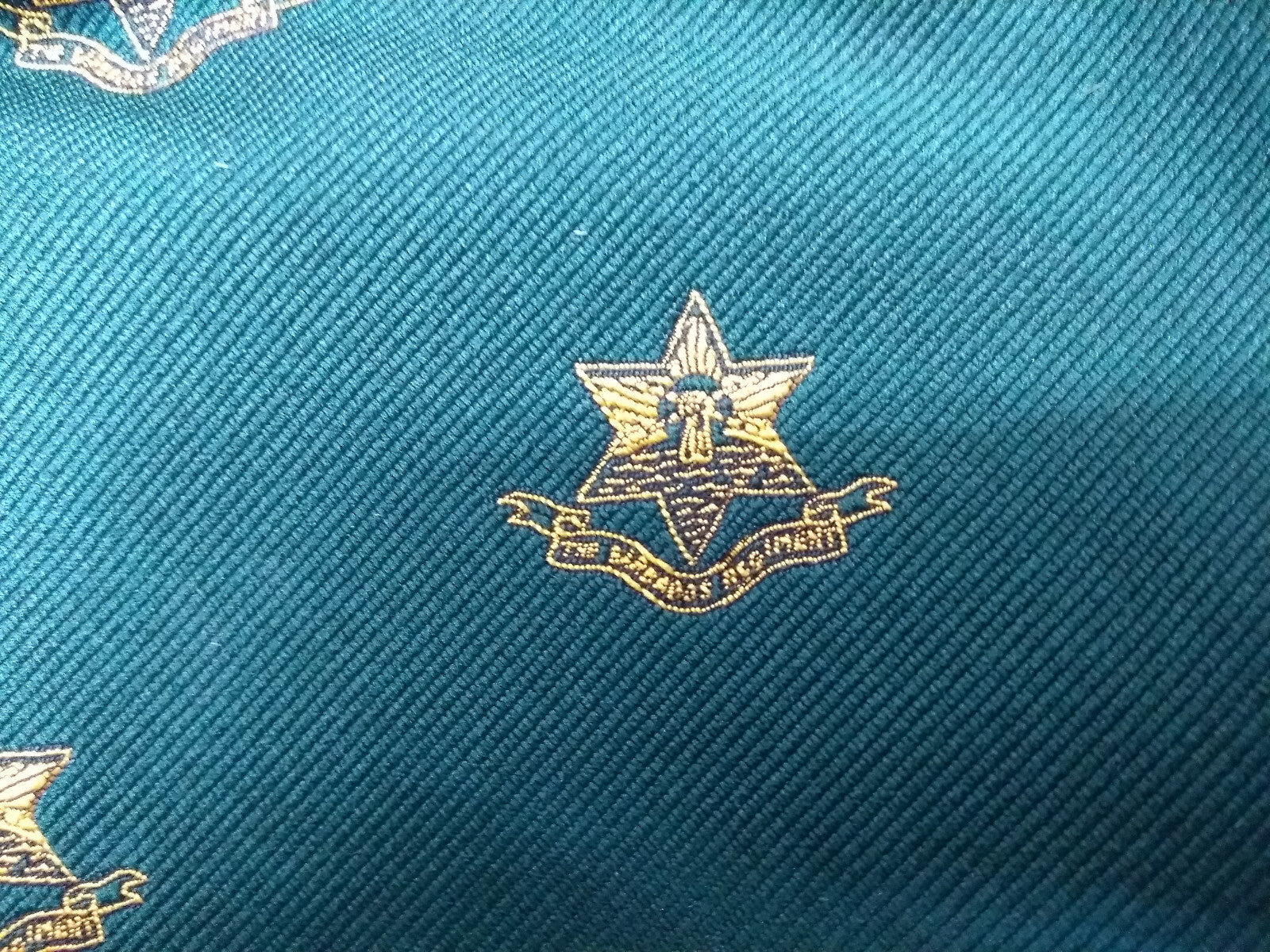 Green Polyester Cravat with The Barbados Regiment Motif - NEW