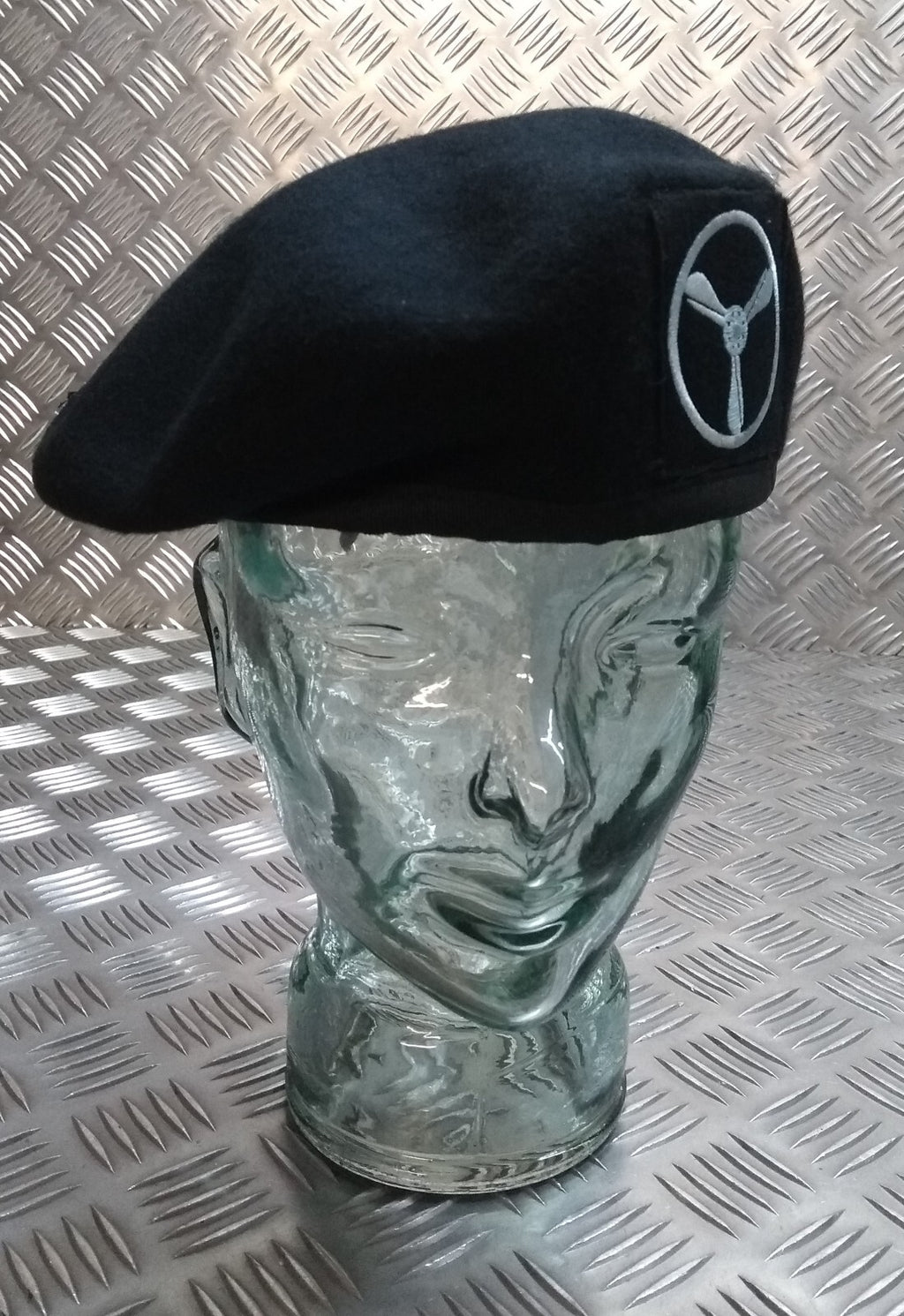 SAC Beret Cap Black With Senior Aircraftman RAF Royal Air Force Patch Size 59cm