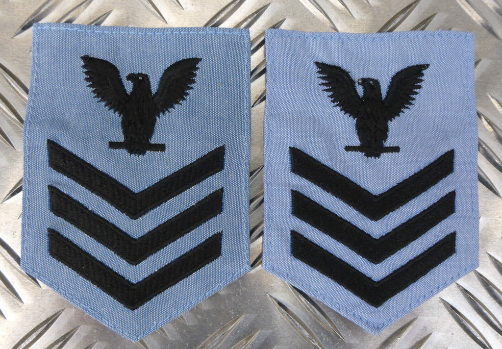 USA US Navy Vanguard Petty Offc. 1st Class 3 Chevron Eagle Patch x 2 - NEW