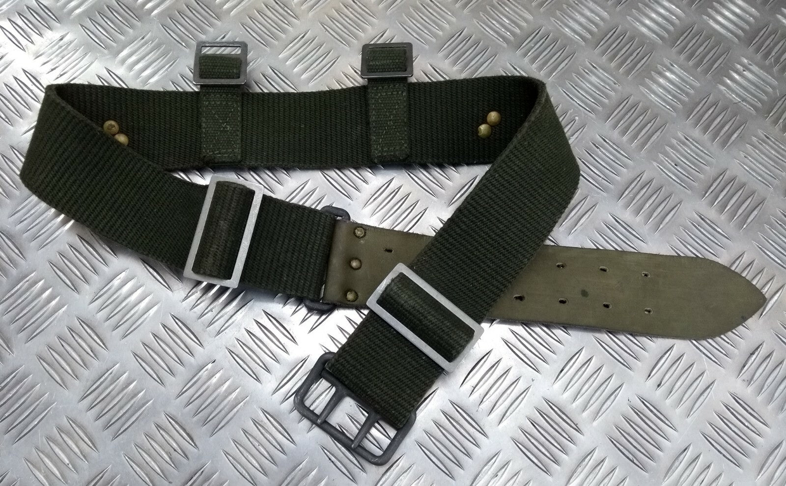 WWII Type Webbing Belt M39 M40 Leather Canvas Genuine Vintage HKSEL