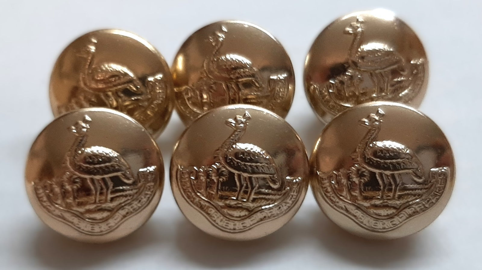 Insignia Hat Buttons Small Gold Coloured Ring Back With Large Crane Bird