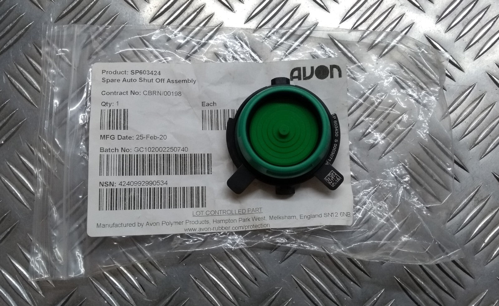 AVON GSR Respirator Auto Shut Off Assembly Part British Specification - NEW