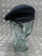 100% Wool Navy Beret Leather Band Made In England 7 1/2 Large NEW