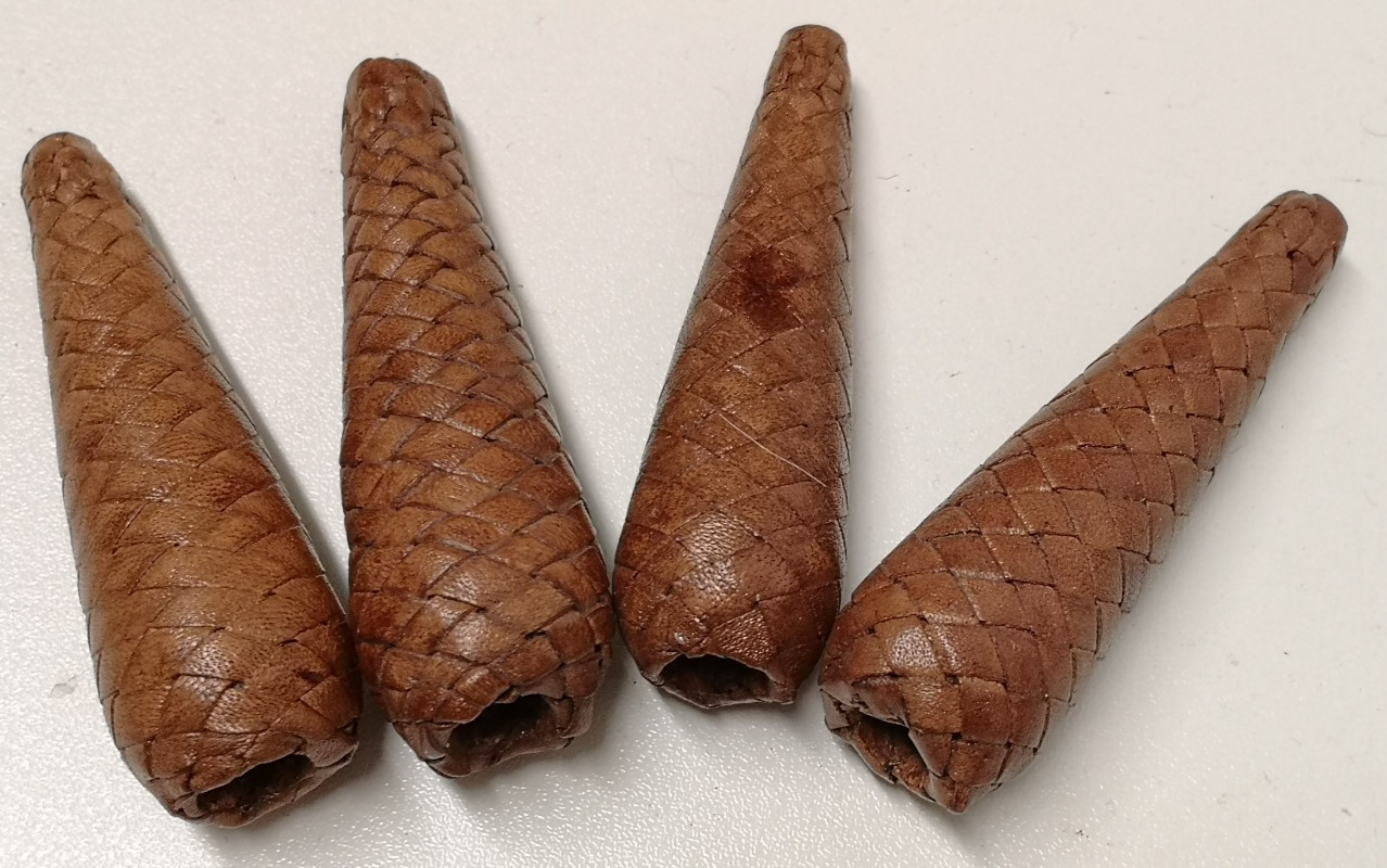 Sword Knot Acorns Brown Leather Bound Replacement Parts set of 4