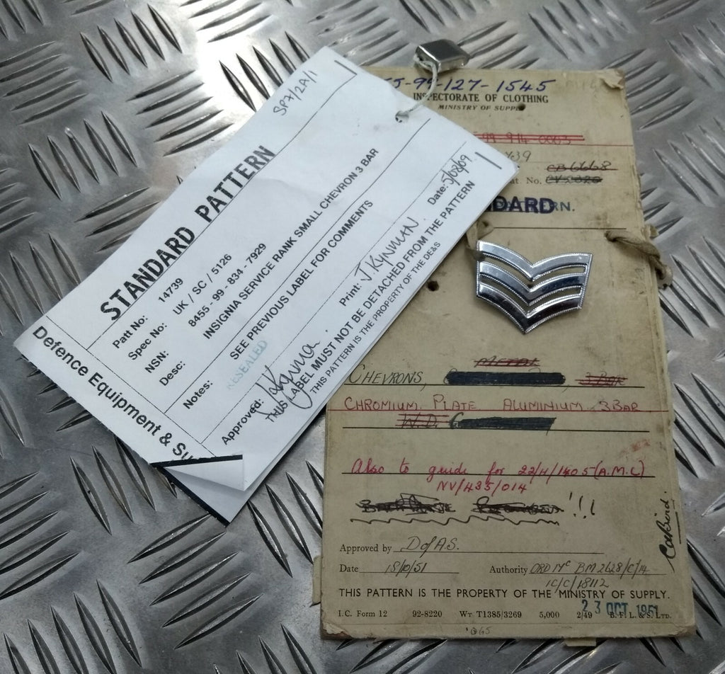 Genuine1951 Vintage British Army Inspectorate of Stores Metal Badge Sample Card