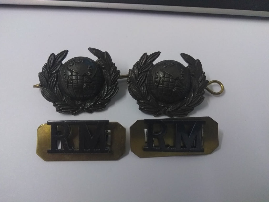 RM Royal MArines No5 Jacket Titles & Collar Dogs Subdued