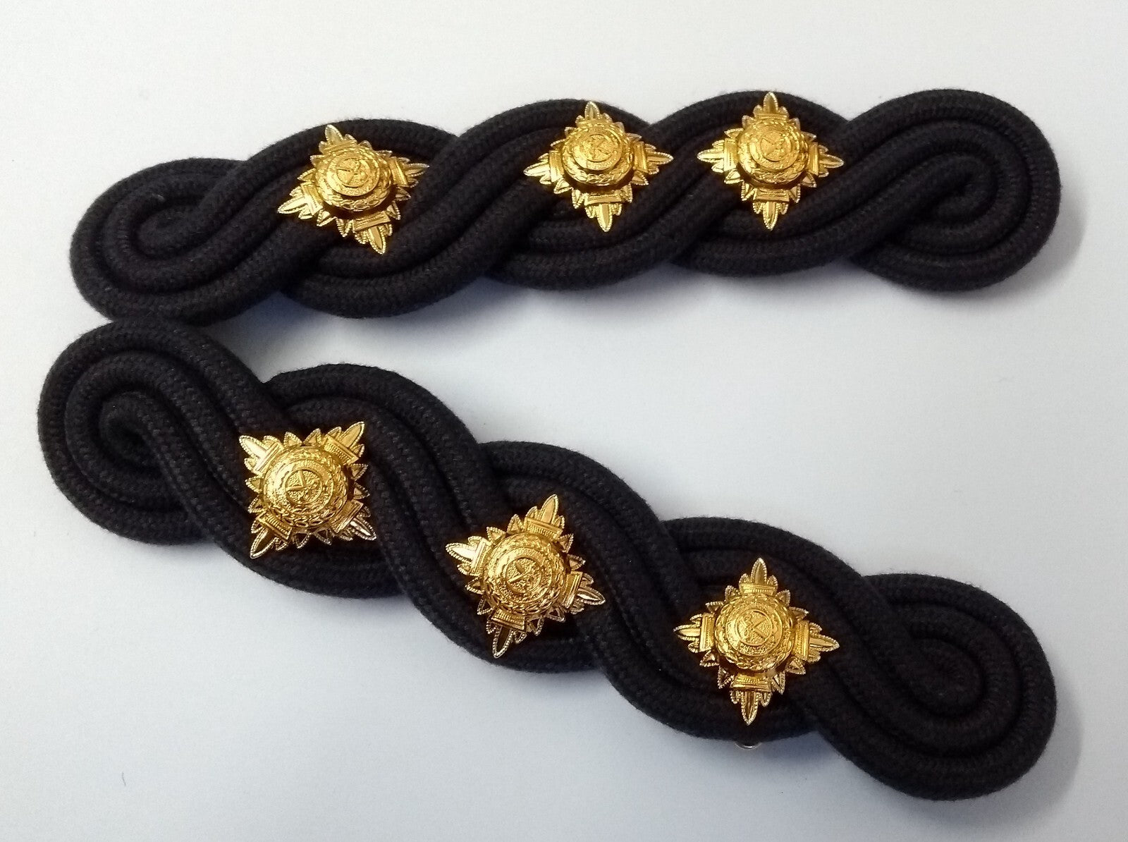 Captain Shoulder Cords British Made Rank Pips Bath Stars on Navy Blue Cord
