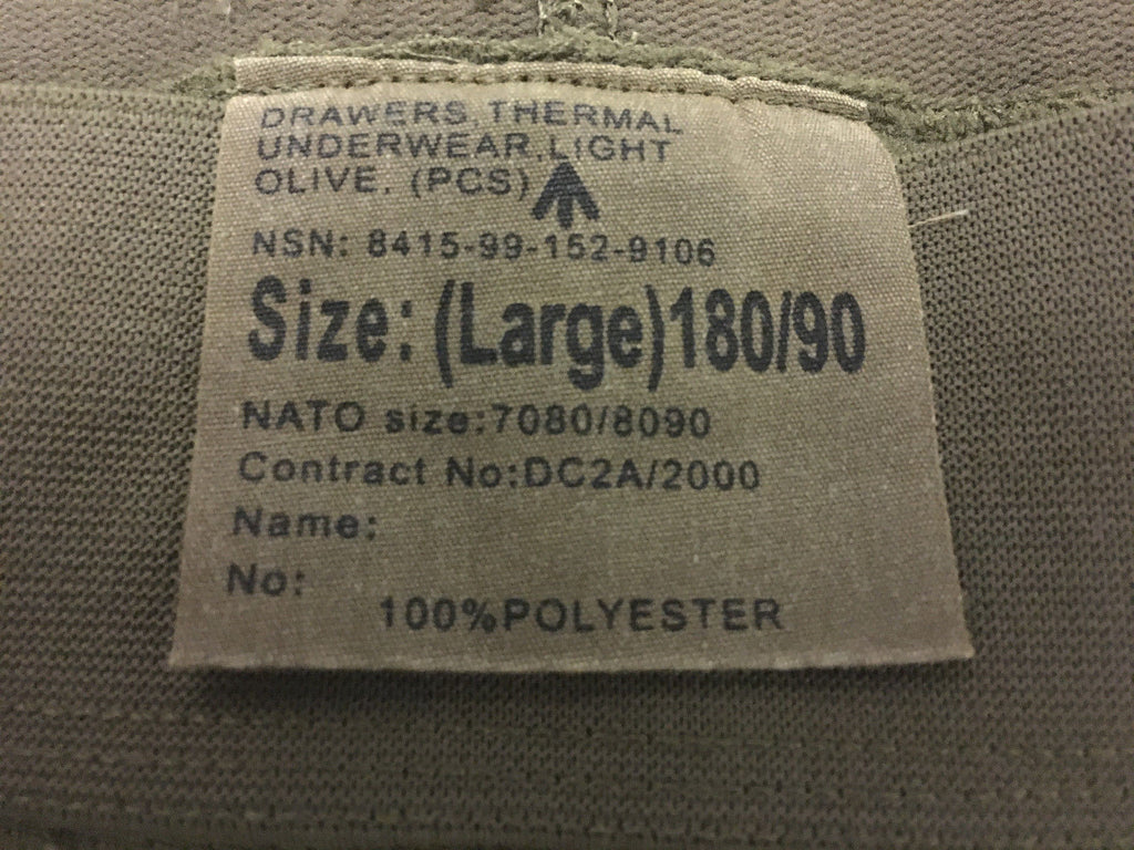 Thermal Long Johns & Long Sleeve Top British Army Green Colour Underwear Set