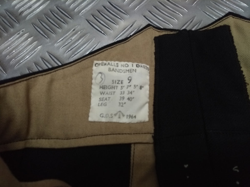 Vintage British Army No1 Overalls Trousers BDS 1964 Yellow Stripe G.D.S Unissued