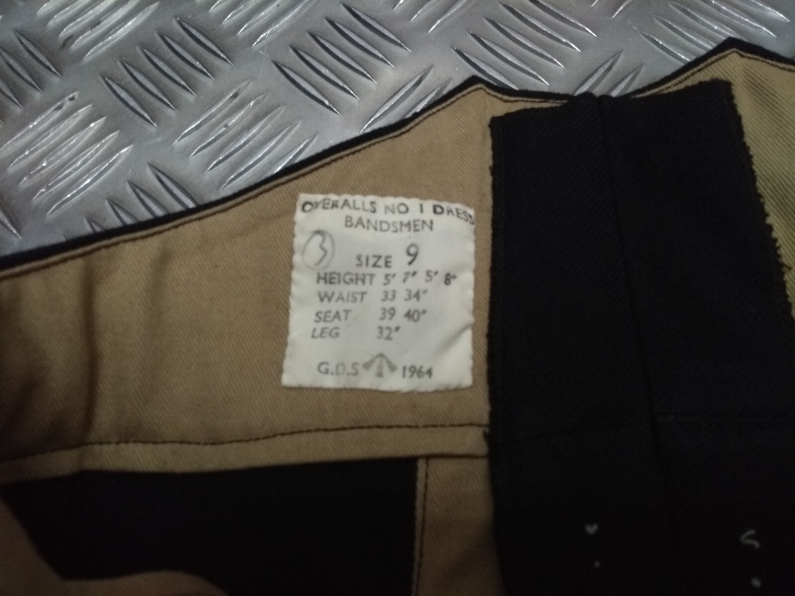 Vintage British Army No1 Overalls Trousers BDS 1964 Yellow Stripe G.D.S Unissued
