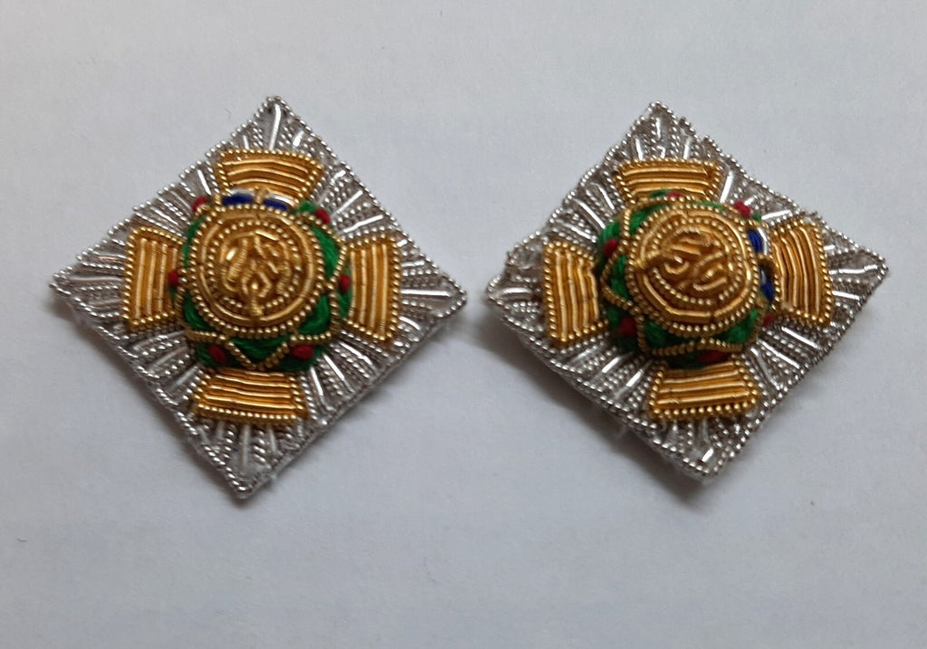 Officer Rank Stars British Army 7/8" Silver Hand Embroidered H/E Insignia 1 Pair