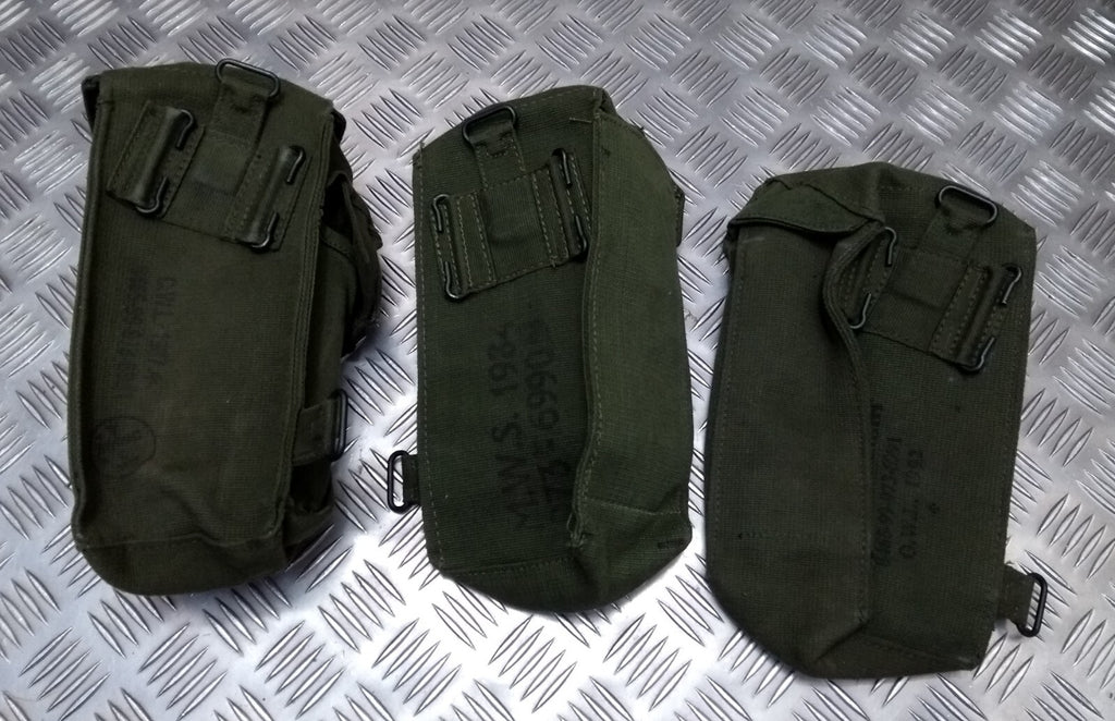 Vintage Webbing Pouch British Army Issue Green Ammo / Utility Web Case X 3