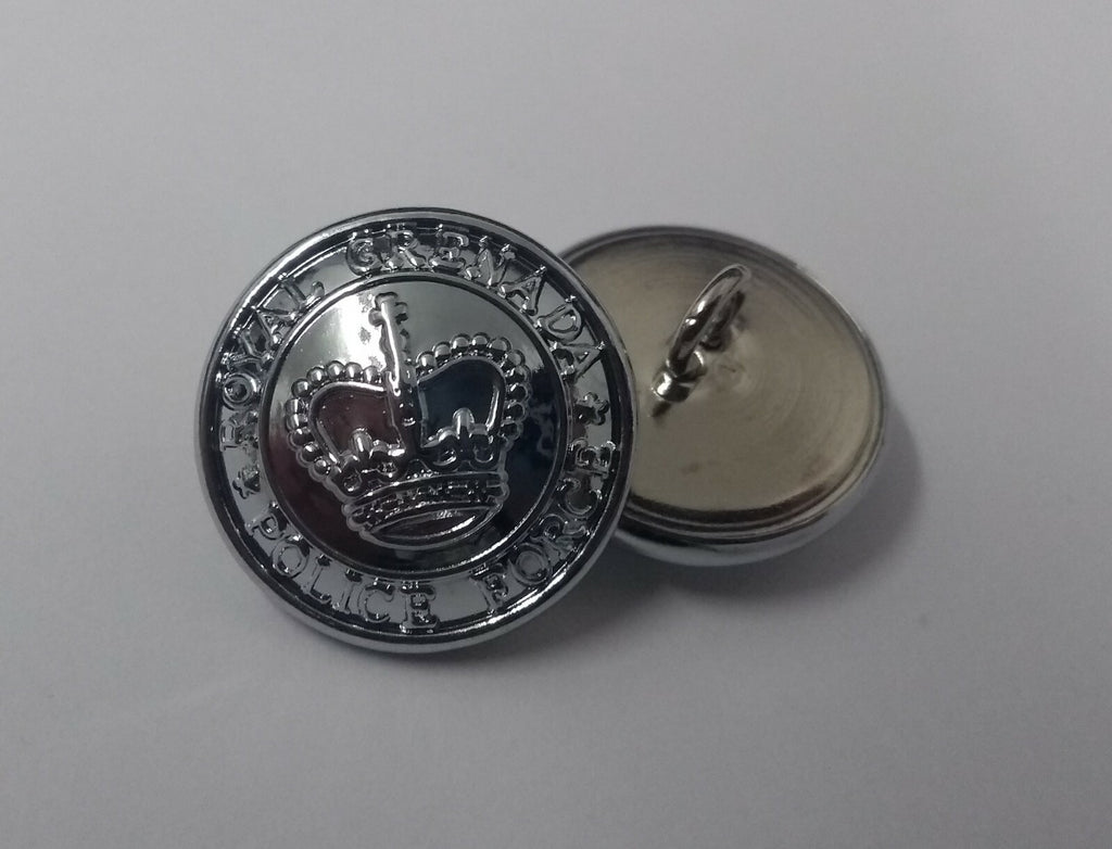 Genuine Royal Grenada Issue Crown Insignia Silver Ring Buttons 19mm x 10 NEW