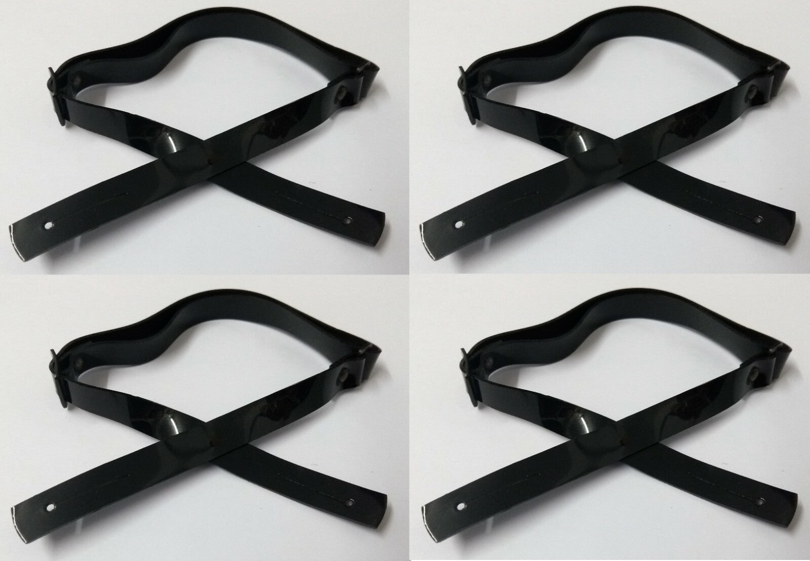 Army Chinstrap Black 3/8" Style Hi Sheen Adjustable Metal Buckle x4 NEW