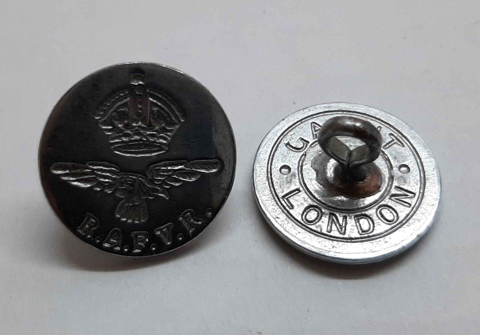 Vintage Buttons RAF Royal Air Force Kings Crown Ring Backed