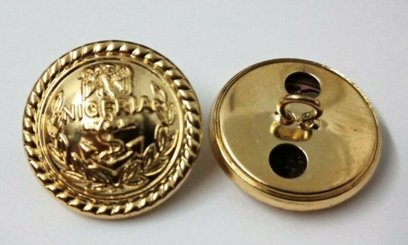 Genuine Nigerian Navy Issue Eagle and Anchor Insignia Ring Back Buttons X2 V0344