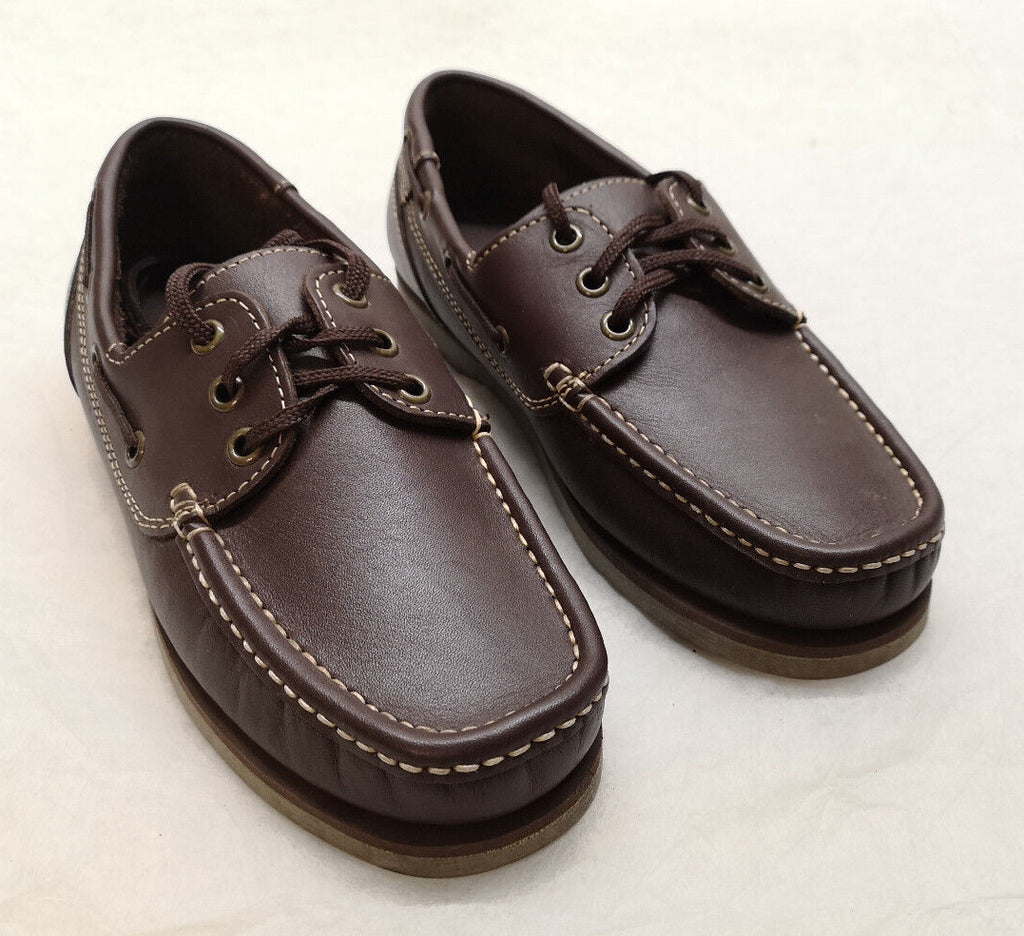 Deck Boat Loafers Shoes Brown Soft Leather Lace Up Genuine British Army - NEW