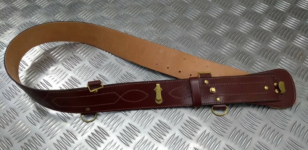 Sam Browne Belt No Buckle No Cross Straps UK Made Brown Leather 40"