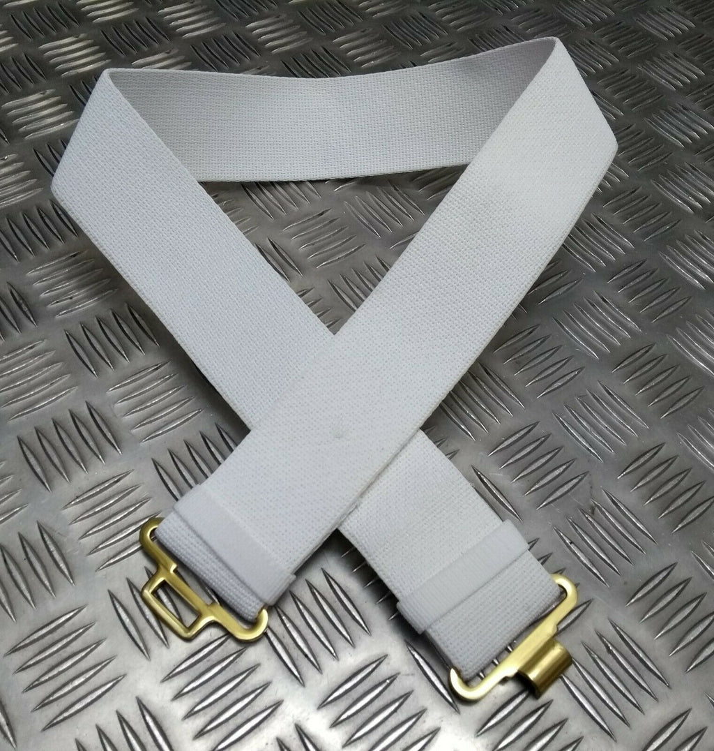 British Army Issue White Courlene Parade Belt with Brass Buckle