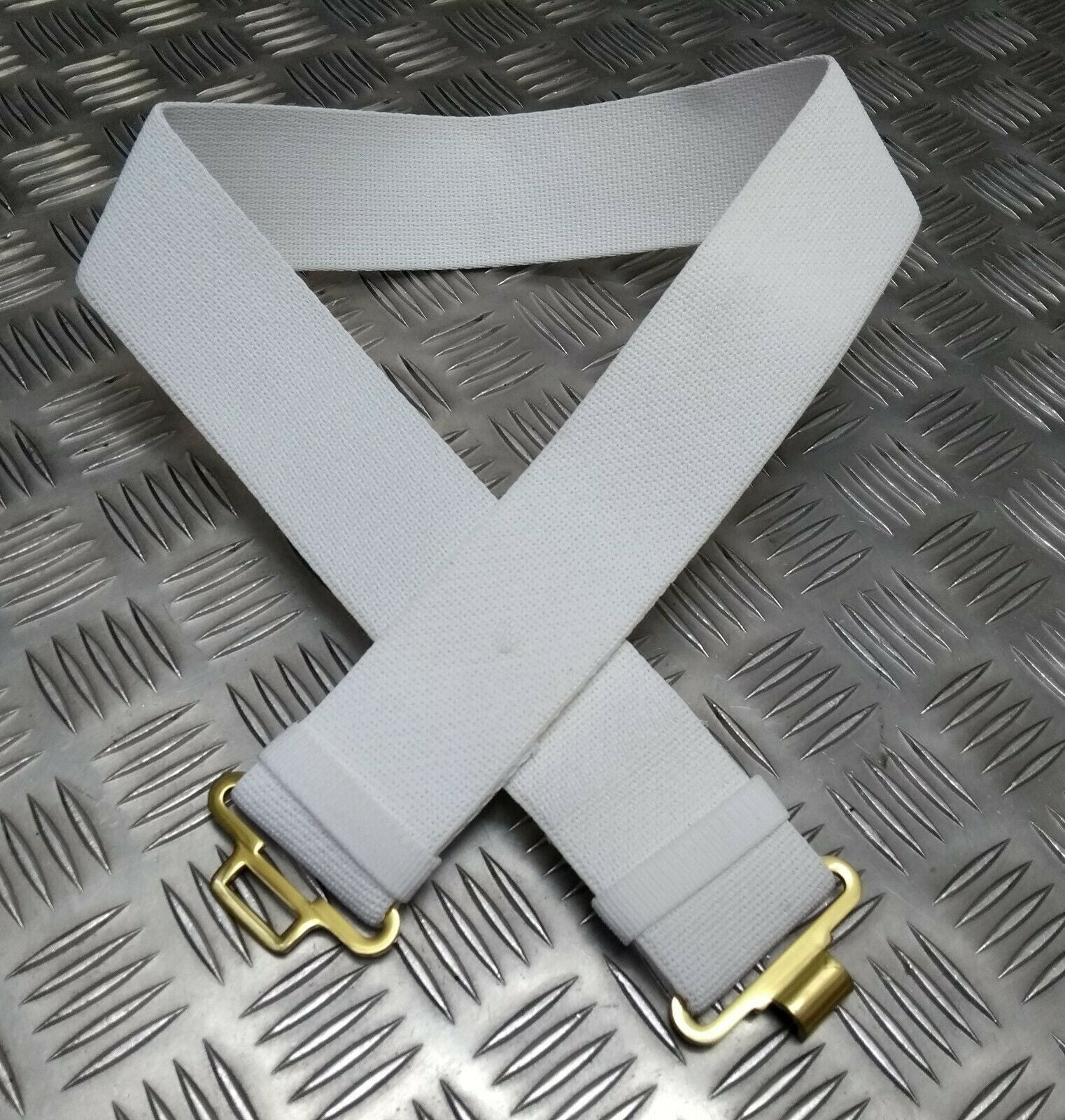 British Army Issue White Courlene Parade Belt with Brass Buckle