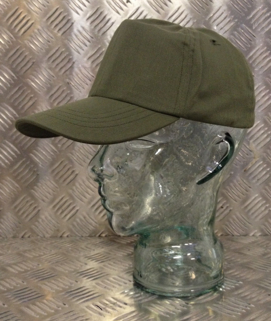 US Olive Green Colour Baseball Hat/Cap With Leather Band- All Sizes- NEW