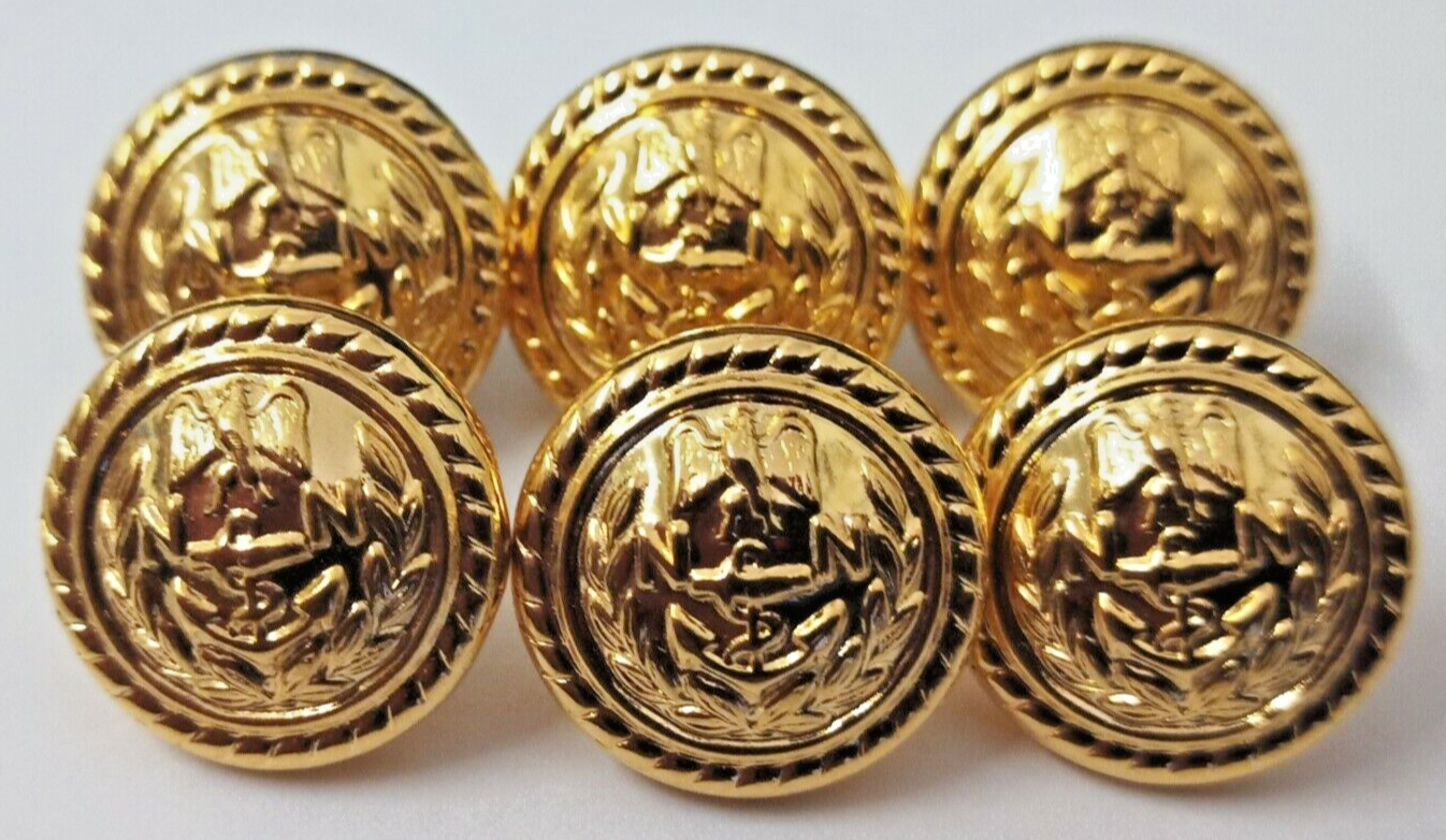 Buttons Nigerian Navy Insignia Style Officers Ring Back Naval 15mm X6 Buttons