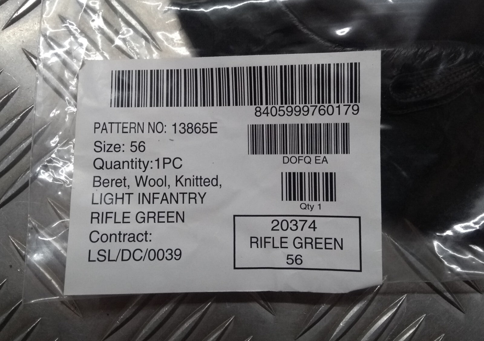 Light Infantry LI Rifle Green Wool Beret. Genuine British Issue Size 56cm - NEW