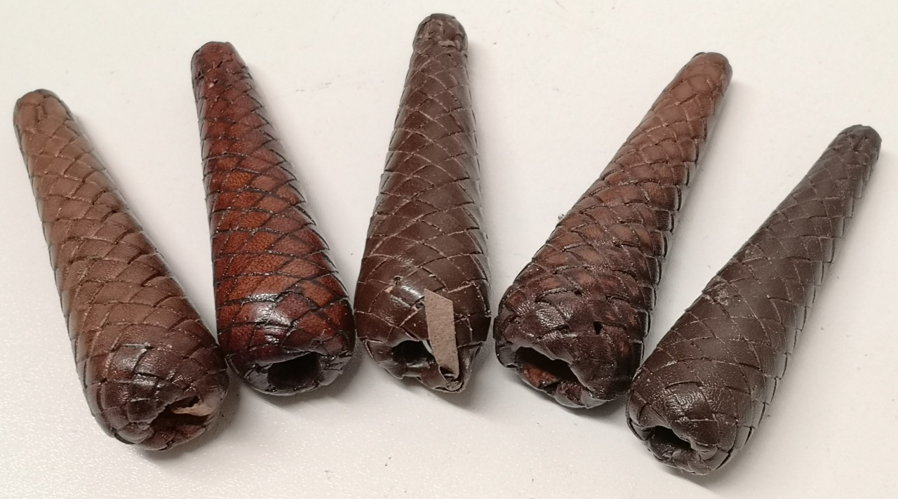 Sword Knot Acorns Brown Leather Bound Replacement Parts set of 5