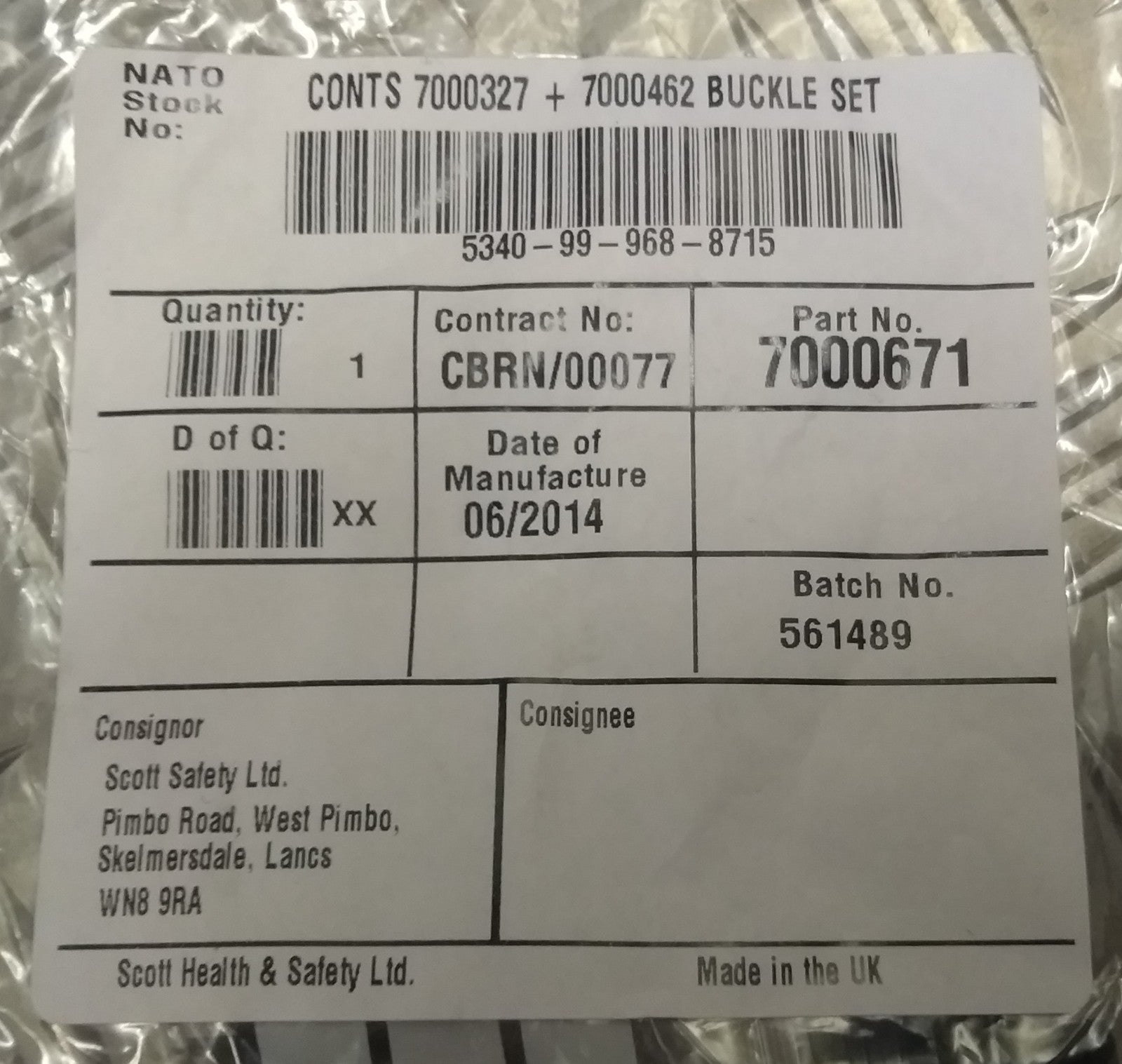 GSR Respirator Mask Buckle Set Genuine Issue 70000327 & 70000462 - NEW
