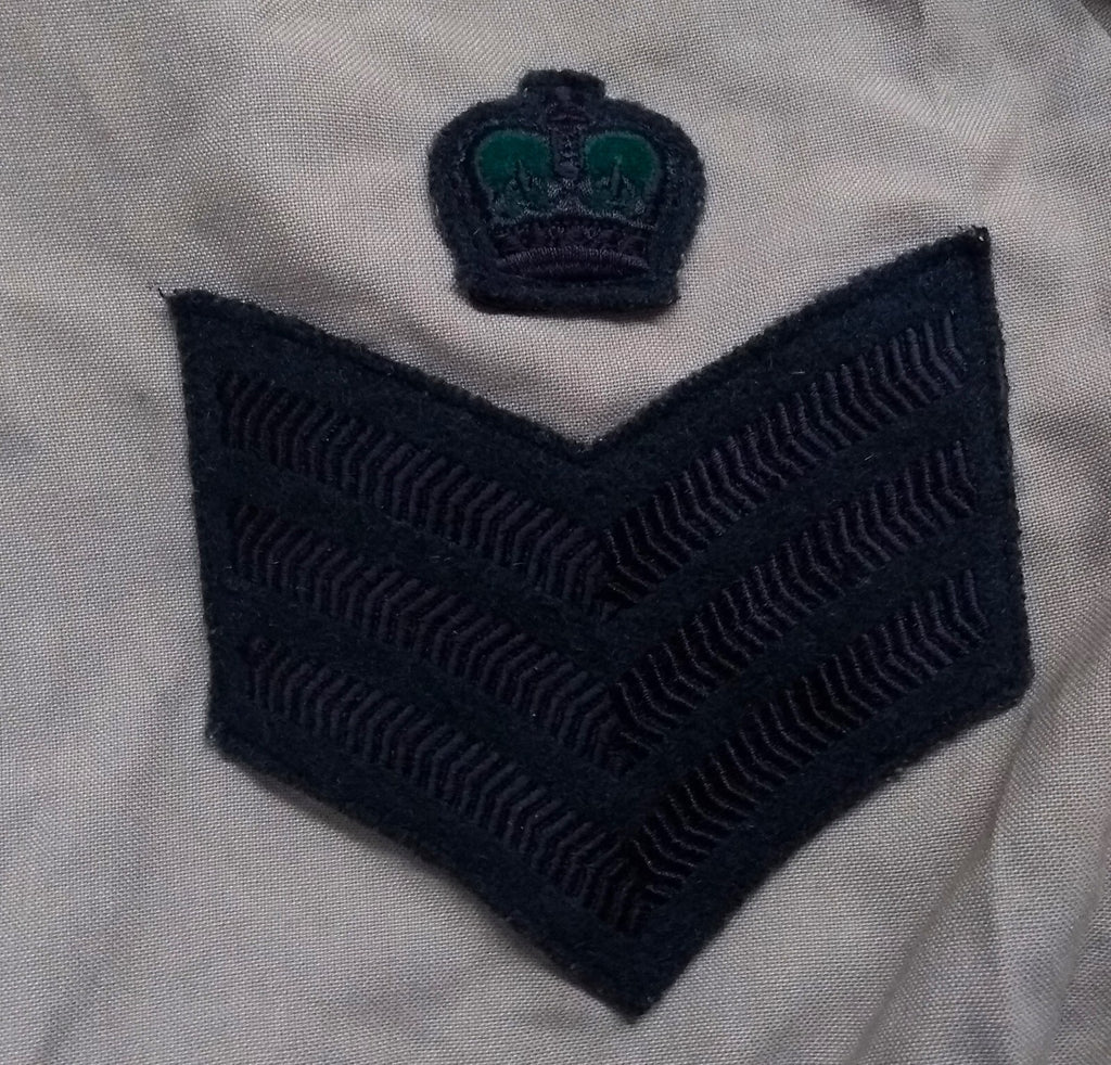 British Army Jacket No6 Gurkha Style Fully Buttoned Braided Crown Badge 3 Bar Chevron Patch