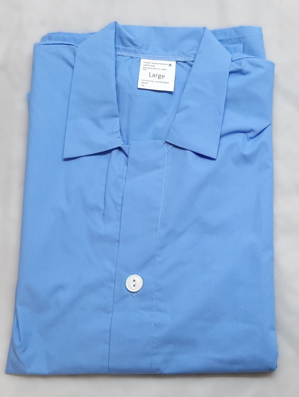 British Pyjama Top Light Blue Loose Fit Poly Cotton Size Large NEW