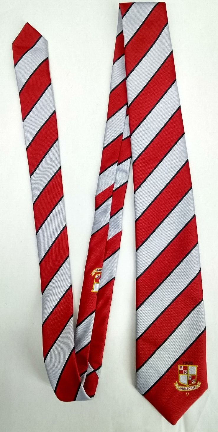 Earlsdon FC ERFC Red Black Grey/White Striped Satin Polyester Tie Charnwood