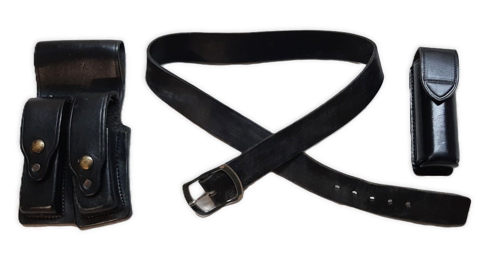 Leather Belt 36" With MP5 Double Ammo Pouch & PWL Spring loaded Canister Holder