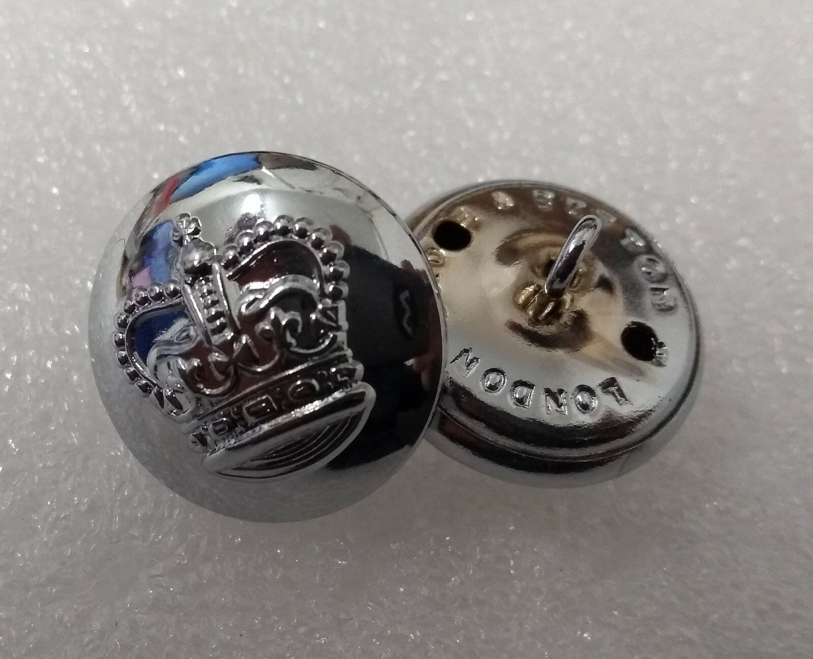 St Edwards Crown Chrome Buttons British Spec Shank Looped 38L 24mm