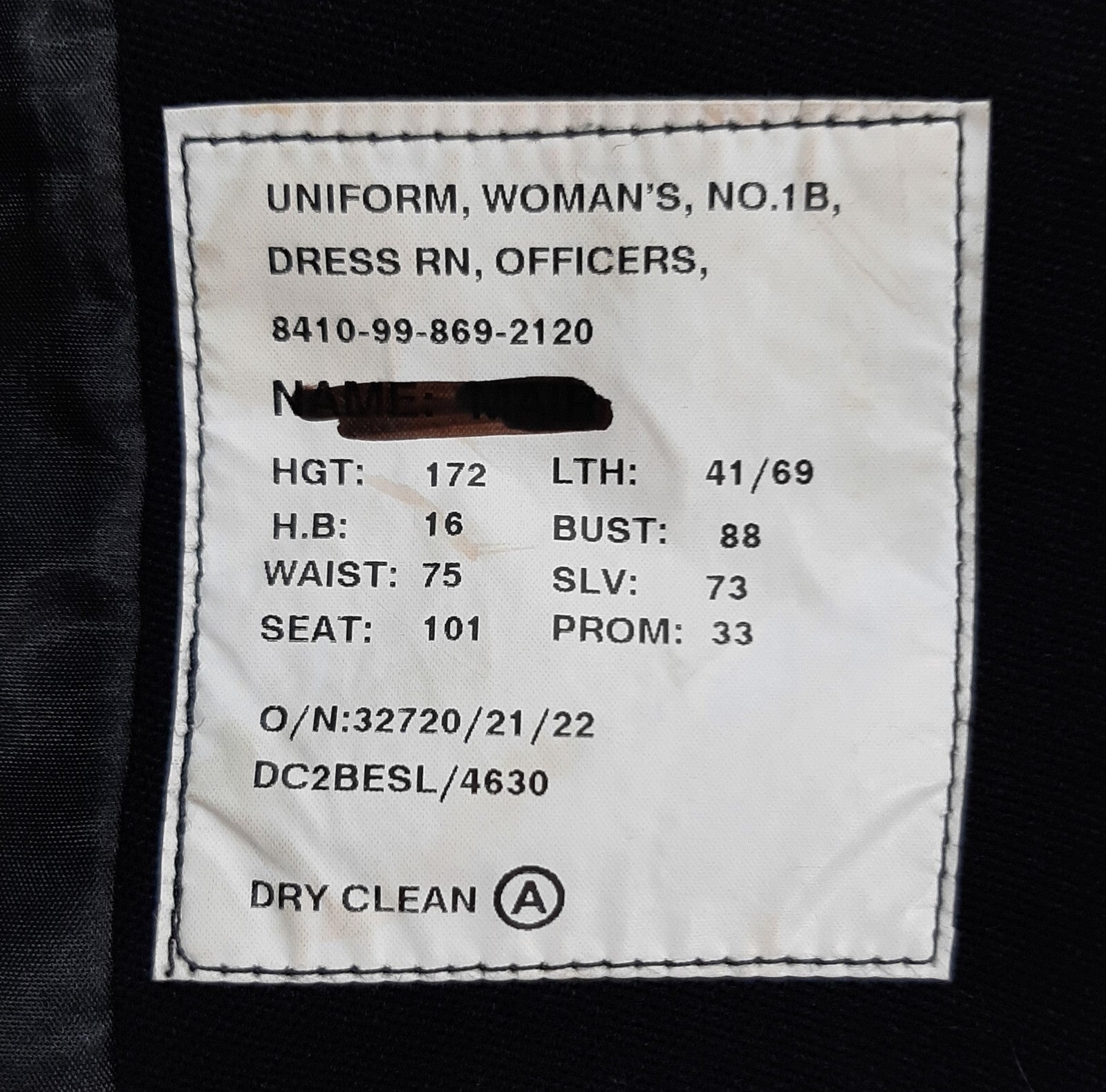 No1B Barathea Jacket Royal British Navy RN Naval Style WRNS 88cm