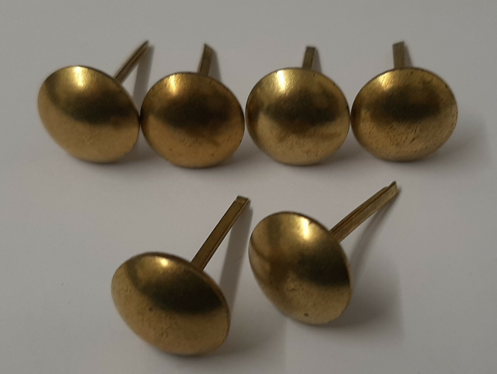 Vintage Buttons Half Dome Split Pin Brass Coloured 1/2" Two Prong X6 ASBT302