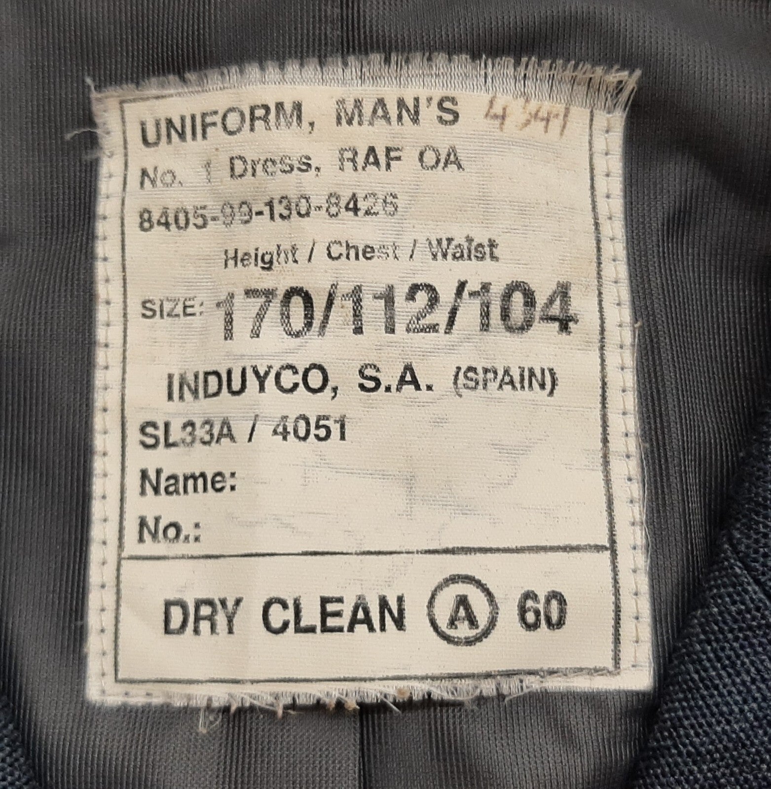 RAF British Royal Air Force No1 Jacket With Cadet Badges 112cm