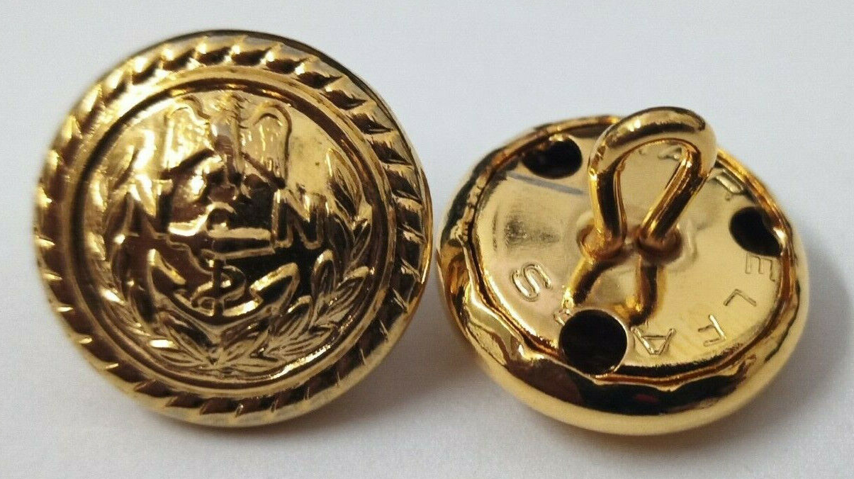 Nigerian Navy Style Buttons Naval Insignia Officers Ring Back 15mm X2