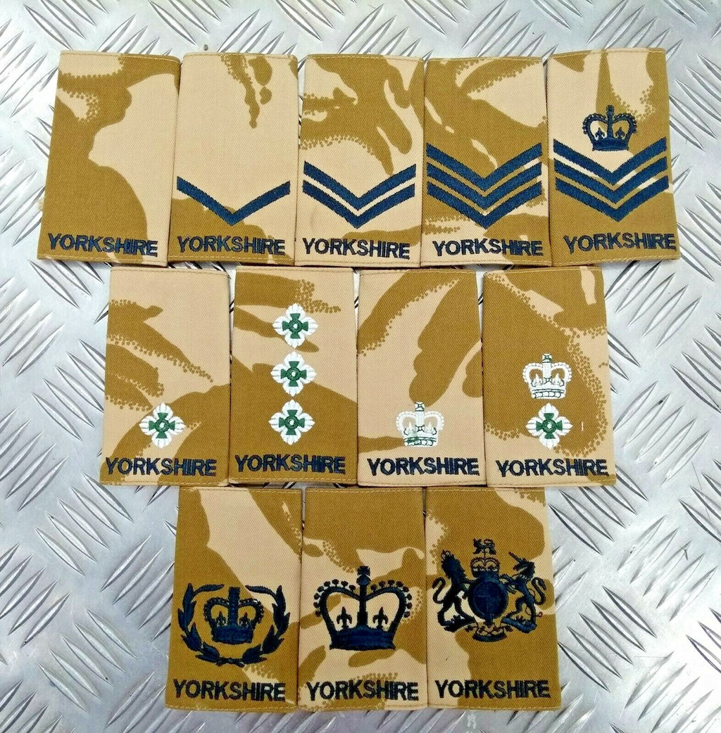 Genuine British Army Desert Camo Yorkshire Rank Slide Various Ranks - NEW