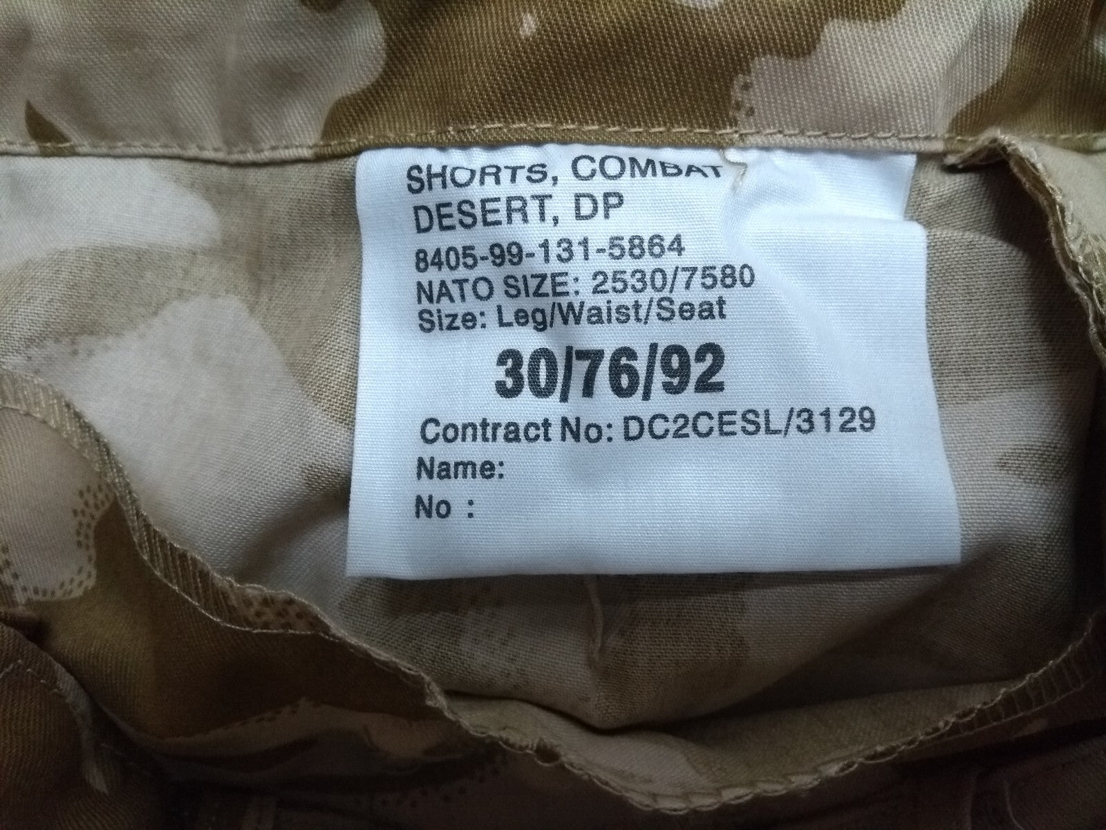 Desert Storm Shorts British Army / All Forces DDP Camo Old Pattern Waist 76cm